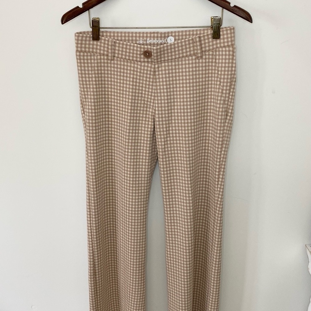 Betabrand Tan Gingham Dress Yoga Pants Sz S - Picture 3 of 11